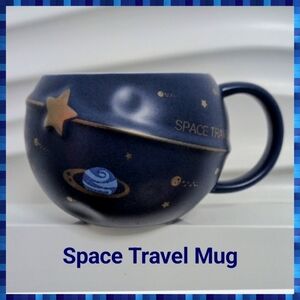 Blue Ceramic Space Travel Mug Cup Planets Solar System, Kids Cup Soup